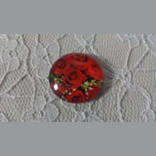 glazen cabochon rond 25mm bloem 01-017 