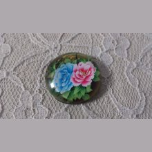 glazen cabochon rond 25mm bloem 01-016 