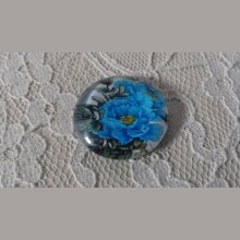 glazen cabochon rond 25mm bloem 01-015 