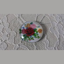 glazen cabochon rond 25mm bloem 01-014 