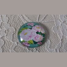 glazen cabochon rond 25mm bloem 01-013 