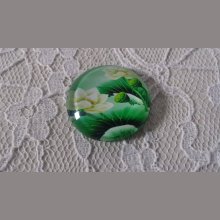 glazen cabochon rond 25mm bloem 01-008 