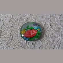glazen cabochon rond 25mm bloem 01-005 