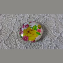 glazen cabochon rond 25mm bloem 01-002 