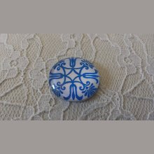 glazen cabochon rond 25mm bloem 040 