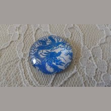 glazen cabochon rond 25mm bloem 038 