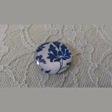 glazen cabochon rond 25mm bloem 030 