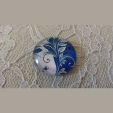 glazen cabochon rond 25mm bloem 029 