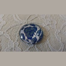 glazen cabochon rond 25mm bloem 026 