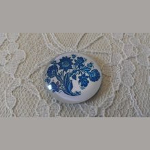 glazen cabochon rond 25mm bloem 022 