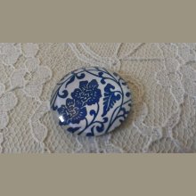 glazen cabochon rond 25mm bloem 020 