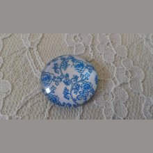 glazen cabochon rond 25mm bloem 014 