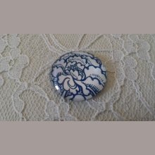 glazen cabochon rond 25mm bloem 013 