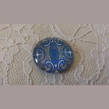 glazen cabochon rond 25mm bloem 008 