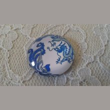 glazen cabochon rond 25mm bloem 004 