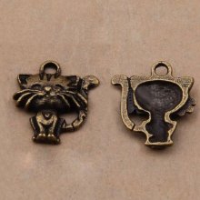 set van 5 bronzen metalen kattenbedels - nr. 01 Kattenhanger 