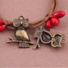Set van 5 Bronzen Metalen Uil Bedels-01 Uil Hanger 