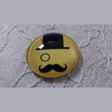 glazen cabochon rond 25mm snor 023 