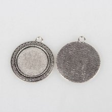2 x 25mm zilveren cabochonhouders, cabochonhangers 52AS 