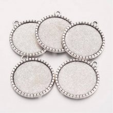 2 x 25mm zilveren cabochon houders, cabochon hangers 19AS-RS 