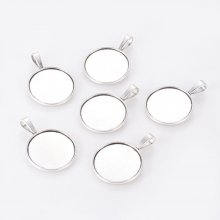 2 x 25mm zilveren cabochonhouders, cabochonhangers 2419