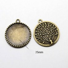 2 x 25mm bronzen cabochonhouders, cabochonhangers 06AB 