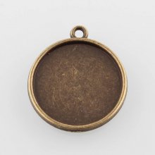 2 x 25mm bronzen cabochonhouders, cabochonhangers 43AB