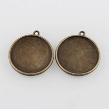 2 x 20mm bronzen cabochon houders, cabochon hangers 41AB 