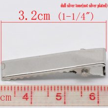 Set van 10 krokodillenklemmen - zilverkleurig 32 mm x 7 mm.