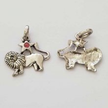 Sterrenbeeld bedel Leeuw Zilver Metaal N°03 met strass steentjes