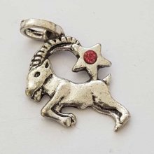 Sterrenbeeld bedel Steenbok verzilverd N°03 met strass steentjes