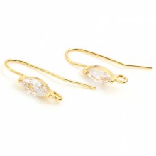 Oorbelhouder N°32 18K Vergulde haak en Transparant Strass