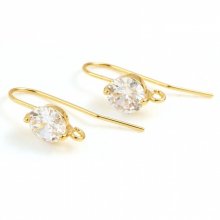 Oorbelhouder N°34 18K Vergulde haak en Transparant Strass