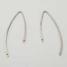 Staaf gebogen metalen staaf zilver 2 ringen N°04 Zilver