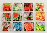 10 glazen cabochons vierkant 20 mm geassorteerd Bloemen S-22-20-17
