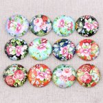 Lot van 20 ronde glazen cabochons 25 mm Bloem