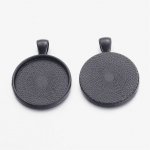 2 x 25mm zwarte cabochon houders, cabochon hangers 16NR