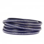 Dark Cobalt Ball Leather 06 mm met nikkelvrije kogelketting per 20 cm