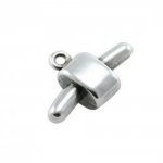 Zilveren sluiting voor hol Pvc-koord 5 mm