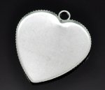 1 cabochonhouder Hart N°05 Zilver