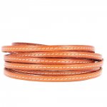 Plat kalfsleer Oranje 05 mm bij 20 cm Gestikt 1 witte draad