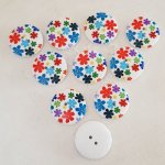 Houten knop bloemen 30 mm N°08 x 10 stuks