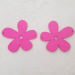 Bloem Hout Hanger of Schakelaar 57 mm Fluorescerend Roze