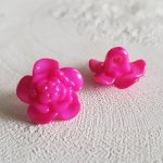 Button fantasie, kinderen, baby's Bloemenpatroon N°03-04 Fushia