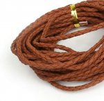 5 meter Rond gevlochten kunstlederen koord Bruin 3 mm