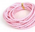 5 meter Rond gevlochten kunstlederen koord Roze 3 mm