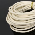 1 meter Glad leren rond koord Ivoor 3 mm