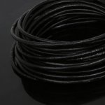 1 meter Rond glad leerkoord Zwart 3 mm