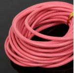 1 meter Rond glad leerkoord Rose 3 mm