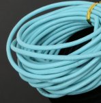 1 meter Rond glad leerkoord Turquoise 3 mm